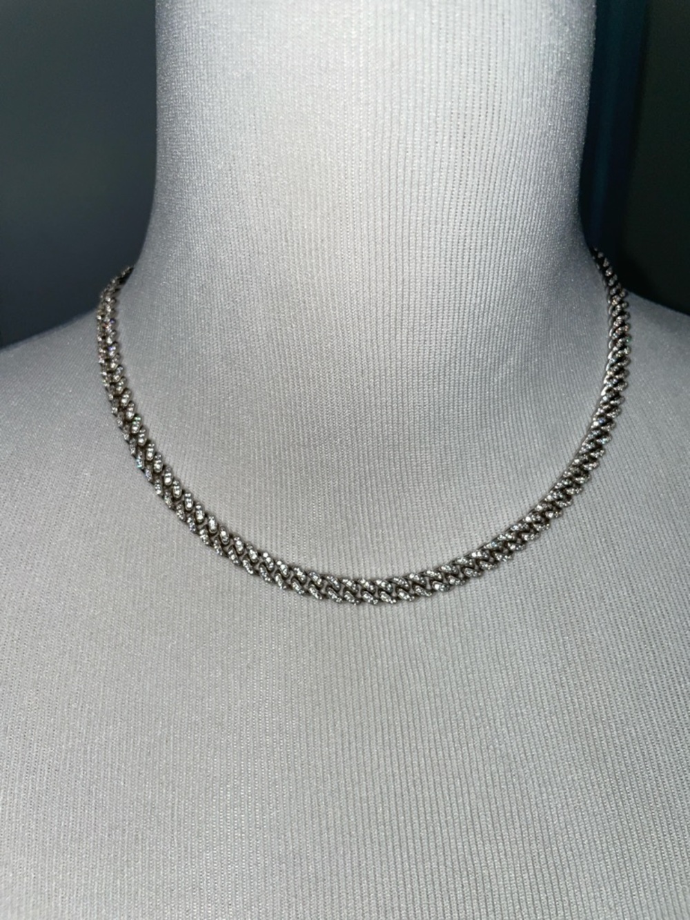 Classic Silver Cuban Ice Link Necklace - Women Jewelry